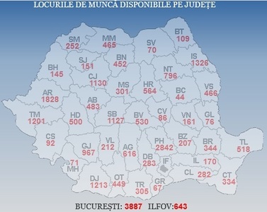 ANOFM: Peste 25.700 de locuri de muncă sunt vacante la nivel naţional; cele mai multe dintre acestea sunt în Bucureşti, Prahova şi Arad