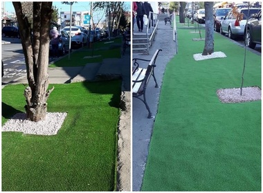 Primăria Bacău a început să pună gazon artificial în oraş, pentru că este mai uşor de întreţinut. FOTO