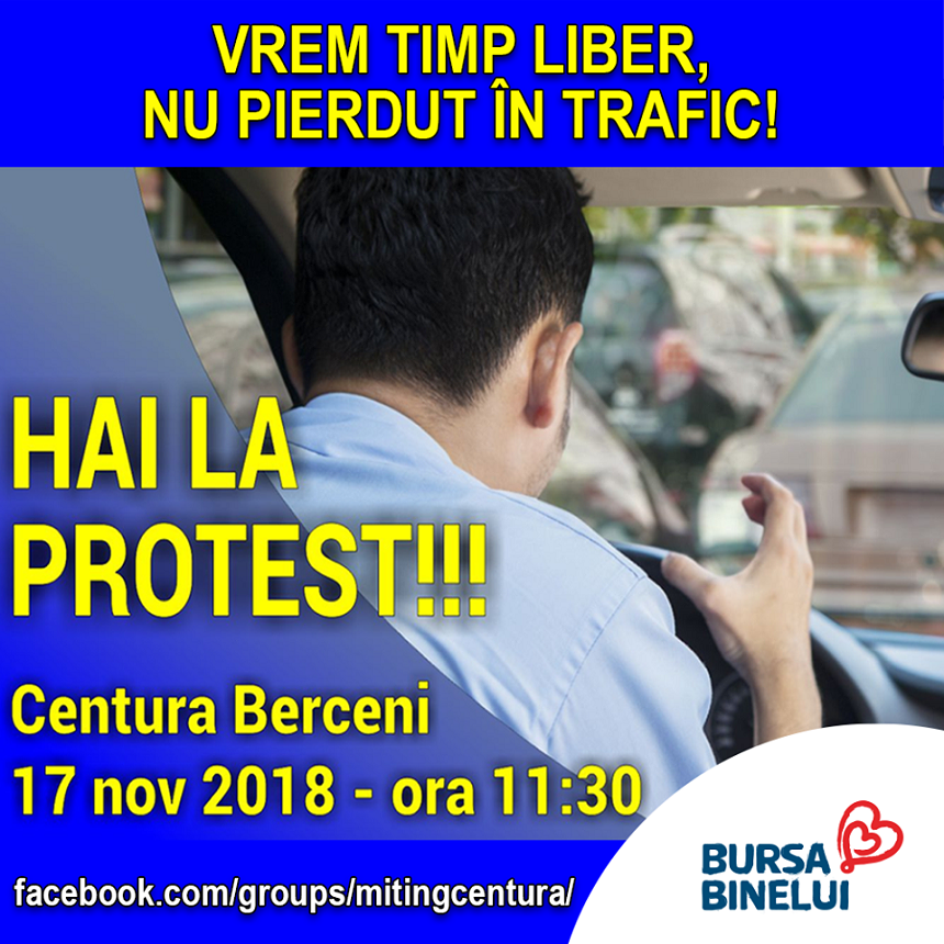 Protest "Vrem timp liber nu pierdut în trafic" al locuitorilor din comunele Berceni şi Vidra care cer modernizarea Centurii Sud Bucureşti - FOTO, VIDEO