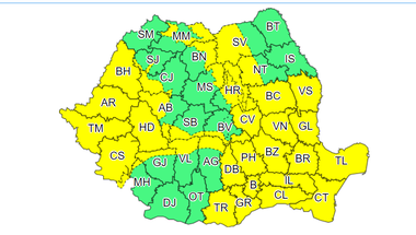 Vreme deosebit de rece în toată ţara; de la ora 16.00, cea mai mare parte a ţării intră sub cod galben de vânt puternic şi viscol