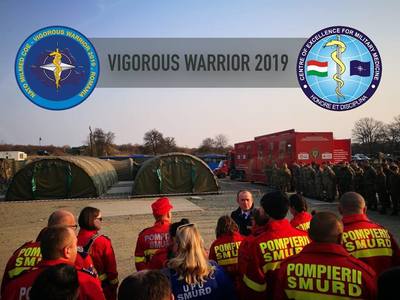 Cel mai mare exerciţiu medical multinaţional din istoria NATO, Vigorous Warrior 19, are loc la Bucureşti, Cincu şi Constanţa; peste 300 de pompieri-salvatori, medici, paramedici, asistenţi şi voluntari sprijină eforturile