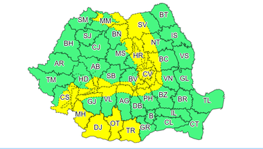 UPDATE - ANM a actualizat avertizarea cod galben de vânt – Până la ora 22.00, în zona montană înaltă, rafalele pot ajunge la 100 de kilometri la oră/ De vineri până sâmbătă, este cod galben în Carpaţii Occidentali, Meridionali şi de Curbură