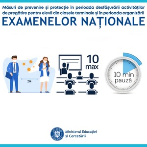 Autorităţile au stabilit condiţiile în care se vor susţine orele de pregătire a elevilor din clasele terminale, dar şi examenele: Grupe de 10 elevi, care stau la distanţă, poartă mască şi îşi dezinfectează mâinile la intrare/ Triaj epidemiologic 