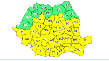 Meteorologii au actualizat prognoza – Miercuri va fi cod galben de instabilitate atmosferică în cea mai mare parte a ţării