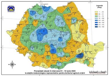 ANM: La staţia meteo Slobozia, în trei zile, a plouat cât de trei ori media multianuală a lunii iunie/ Aceste elemente pun în evidenţă caracterul extrem al vremii din această perioadă

