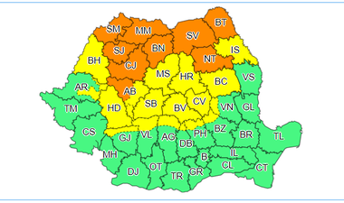 Cea mai mare parte a ţării, sub cod galben de vreme instabilă, până marţi dimineaţă/ Duminică, nouă judeţe vor fi sub cod portocaliu
