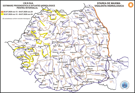 Cod galben de inundaţii pe râuri din Transilvania şi Banat şi cod portocaliu pe Prut, până sâmbătă seară/ Echipele Apele Române monitorizează cursurile de apă