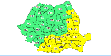 Cod galben de caniculă şi intensificări ale vântului, vineri şi sâmbătă, în regiunile sudice şi estice/ În Dobrogea, sudul Moldovei, cea mai mare parte a Munteniei şi local în Oltenia nopţile vor fi tropicale