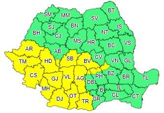 Cod galben de ploi şi intensificări ale vântului, de luni seară, în Banat, Oltenia, sudul Transilvaniei şi al Crişanei, vestul şi nordul Munteniei/ Marţi va ploua în aproape toată ţara