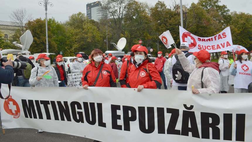 Sindicaliştii Sanitas pichetează din nou Guvernul/ Revendicările salariaţilor din sistem