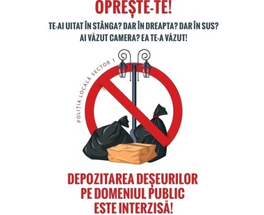 Primăria Sectorului 1 anunţă că Poliţia Locală face verificări privind depozitarea ilegală de deşeuri pe domeniul public, amenzile fiind cuprinse între 2.000 şi 5.000 de lei