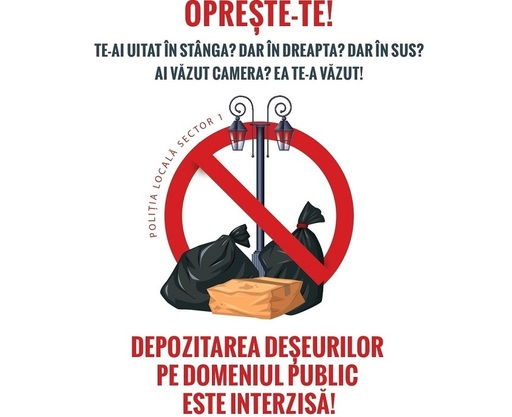 Primăria Sectorului 1 anunţă că Poliţia Locală face verificări privind depozitarea ilegală de deşeuri pe domeniul public, amenzile fiind cuprinse între 2.000 şi 5.000 de lei