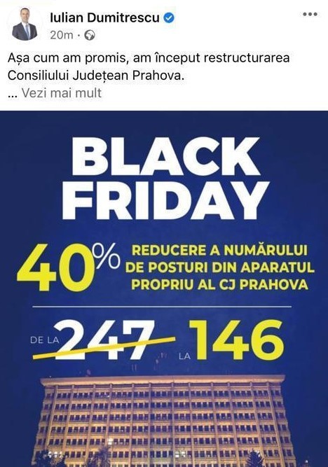 Consiliul Judeţean Prahova desfiinţează două direcţii, totalizând peste 200 de angajaţi