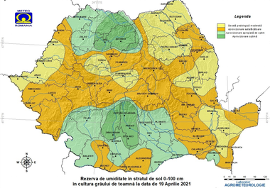 Administraţia Naţională de Meteorologie: În cea mai mare parte a Crişanei şi a Moldovei, local în centrul Dobrogei şi al Transilvaniei, izolat nord-estul Munteniei şi nord-vestul Banatului se înregistrează deficite de umiditate în sol

