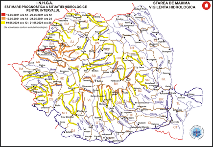Avertizare de inundaţii pentru 28 de bazine hidrografice, până vineri seară / În Bihor, pe Crişu Negru este cod roşu