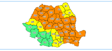 Instabilitate atmosferică accentuată şi ploi abundente în cea mai mare parte a ţării până în această seară la ora 23:00 - HARTA