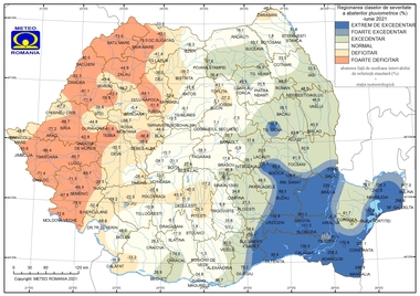 ANM: Temperatura medie a lunii iunie a avut valori cuprinse între 4,4 °C şi 23,2 °C / A fost depăşită maxima absolută la 27 de staţii / Cele mai multe precipitaţii - 285,2 mm, la staţia meteorologică Galaţi