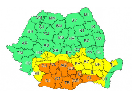 Meteorologii anunţă ploi însemnate cantitativ în mai multe regiuni ale ţării, iar la munte ninsoare, până sâmbătă / Cod portocaliu în zece judeţe şi în municipiul Bucureşti / Vânt cu rafale de 45-55 de kilometri la oră 