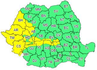 Cod galben de vânt puternic, în 15 judeţe din vest, sud-vest şi la munte/ Începând de joi seară, vor fi ploi în vestul şi nord-vestul ţării şi la munte