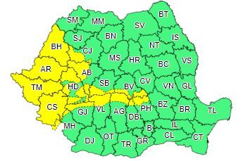 Codul galben de vânt puternic, actualizat de meteorologi/ Au fost emise Coduri portocaliu şi galben de ploi, pentru judeţe din vestul şi nord-vestul ţării
