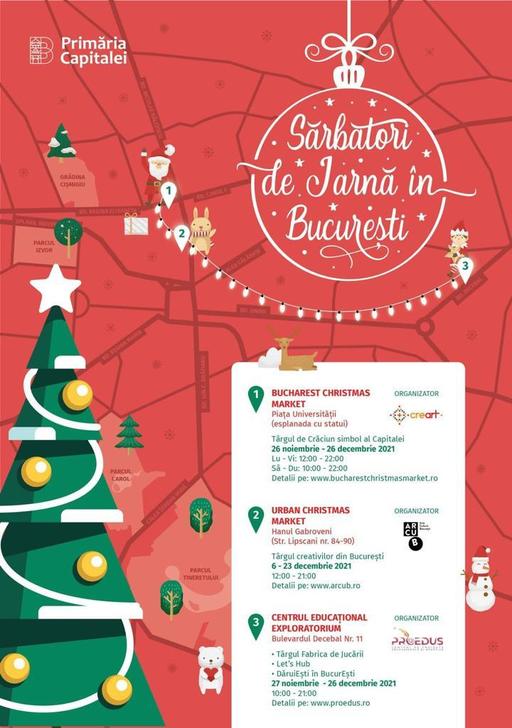 Primăria Capitalei: Iluminatul festiv se va aprinde vineri seara. Vor fi organizate trei evenimente dedicate Crăciunului în Piaţa Universităţii, Centrul Vechi şi bulevardul Decebal