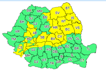 Meteorologii anunţă precipitaţii, intensificări ale vântului şi polei, până miercuri seară / Cod galben de ninsori abundente, în sudul şi estul Transilvaniei, nordul şi centrul Moldovei şi zona de munte 