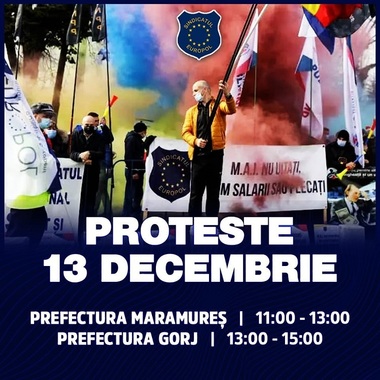 Sindicaliştii din Poliţie încep de luni protestele în faţa prefecturilor / Calendarul acţiunilor