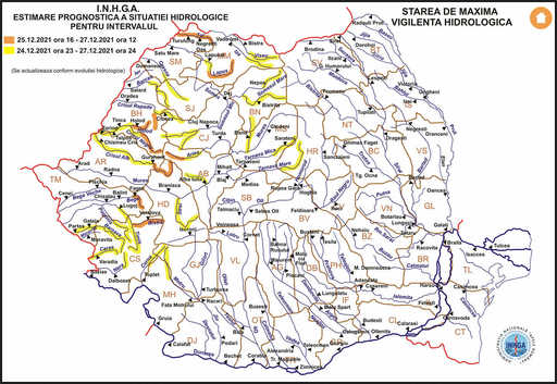 Risc de inundaţii pentru mai multe râuri, până luni la prânz - Hidrologii au emis cod portocaliu / Specialiştii Apele Române şi autorităţile locale monitorizează situaţia