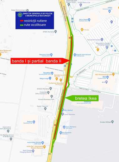 Restricţii de circulaţie pe DN 1 - Pasajul Ikea, începând de luni