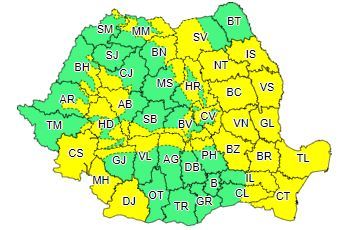Atenţionările Cod galben de ninsori - la munte şi vânt puternic - în estul, sud-estul şi sud-vestul ţării, precum şi în zona înaltă a Carpaţilor Meridionali şi de Curbură, actualizate/ De luni, vremea va fi deosebit de rece în toată ţara