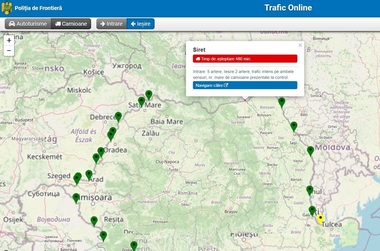Timp de aşteptare de câteva ore pentru camioanele care intră şi ies din Ucraina în România prin PTF Siret
