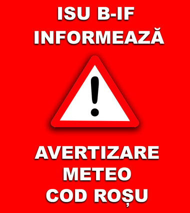 UPDATE - Avertizare meteo Cod roşu de vreme vrea pentru mai multe oraşe şi comune din Ilfov / Buftea, Otopeni, Mogoşoaia, Dragomireşti-Vale, Corbeanca, sub avertizare de Cod portocaliu, precum şi Capitala