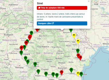 Aglomeraţie în zece puncte de trecere a frontierei pentru camioanele care ies din ţară. La Siret, timpul de aşteptare pentru TIR-urile care intră în Ucraina ajunge la 10 ore
