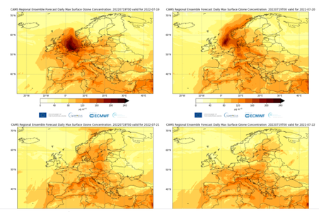 Avertisment al specialiştilor - Niveluri foarte ridicate de poluare cu ozon la suprafaţă într-o mare parte a Europei, pe măsură ce temperaturile cresc / Risc ridicat de incendii 