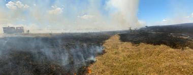 Apelul primarului din Jurilovca, unde pompierii luptă cu un uriaş incendiu de vegetaţie: Nu folosiţi sistemele de irigaţii ca să avem apă pentru a alimenta cisternele  