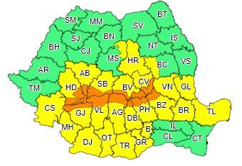 Cod galben de furtuni, până vineri dimineaţă, în Bucureşti şi în 24 de judeţe din Oltenia, Muntenia, Moldova, Banat, Transilvania şi Dobrogea/ Zonele de munte, sub avertizare Cod portocaliu/ Valul de căldură persistă în vestul şi sudul ţării