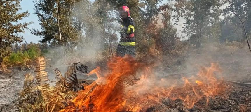 Un număr de 36 de pompieri români intervin pentru stingerea incendiilor de vegetaţie din zona Quartier Le Frayot din Franţa - FOTO, VIDEO