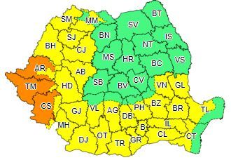 Avertizare Cod galben privind val de căldură, în regiunile vestice, sudice, în vestul Transilvaniei, Maramureş, sudul Moldovei şi Dobrogea/ Cod portocaliu în Arad, Timiş şi Caraş-Severin/ De sâmbătă va fi Cod galben de ploi şi furtuni în jumătatea de vest a ţării