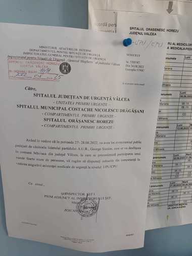 Un medic din Vâlcea se declară nemulţumit că UPU de la trei spitale din judeţ au fost alertate în contextul organizării nunţii lui George Simion, la care sunt aşteptate foarte multe persoane