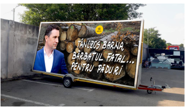 Acţiune de protest a Declic faţă de ministrul Mediului, pe care îl acuză că ia decizii care duc la distrugerea pădurilor din parcurile naţionale/ ”Caravana Ruşinii” va ajunge în 22 de localităţi din Harghita şi Covasna