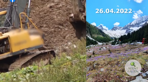 Reprezentanţii Agent Green reclamă că pe Valea Sâmbetei, în Munţii Făgăraş, în sit Natura 2000, se construiesc o mănăstire şi un drum de acces. Panoul de şantier indică faptul că se ridică o cabană al cărei beneficiar este o persoană fizică - FOTO, VIDEO