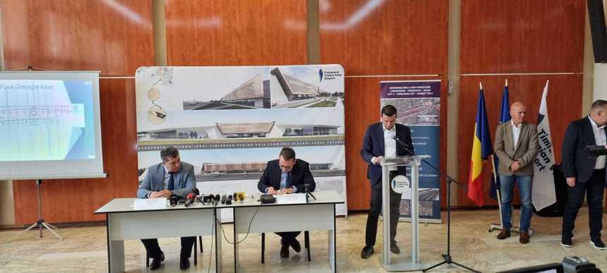 Timişoara: A fost semnat contractul pentru primul lot de cale ferată care va fi modernizată cu bani din PNRR, pe traseul Caransebeş-Arad