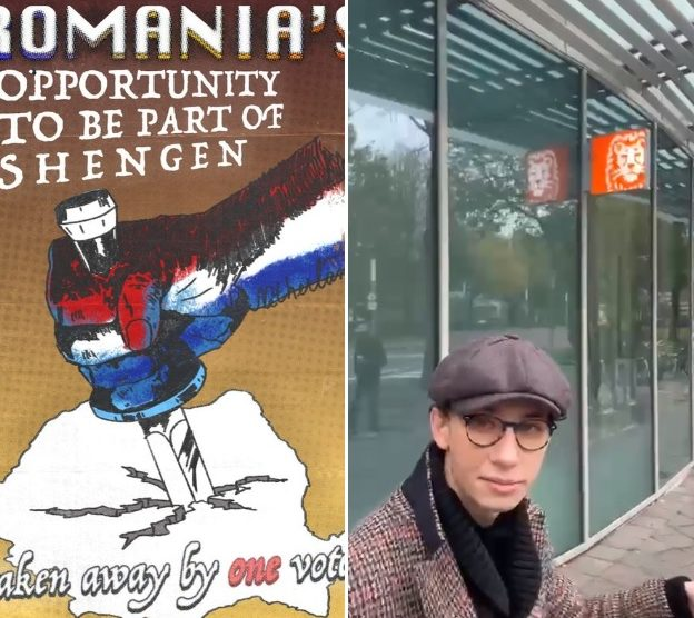 Protest al unui student român în Olanda, faţă de atitudinea politicienilor din Ţările de Jos cu privire la aderarea României la Schengen
