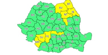 ANM a emis cod galben de ninsori în 11 judeţe din zona Moldovei şi Munteniei, valabil până duminică dimineaţa / Prognoza pentru Bucureşti