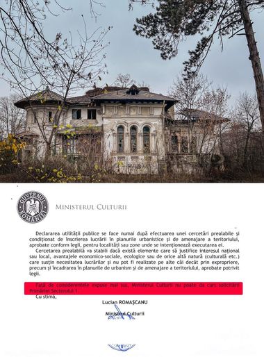 Primarul Sectorului 1, Clotilde Armand acuză Ministerul Culturii că blochează avizul pentru exproprierea Casei Miclescu din Bd. Kiseleff