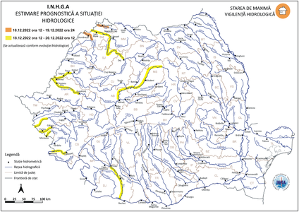 Cod portocaliu de inundaţii pe râuri din bazinele hidrografice Tur şi Crasna, în judeţul Satu Mare/ Cod galben pe sectoare de râuri din 11 bazine hidrografice