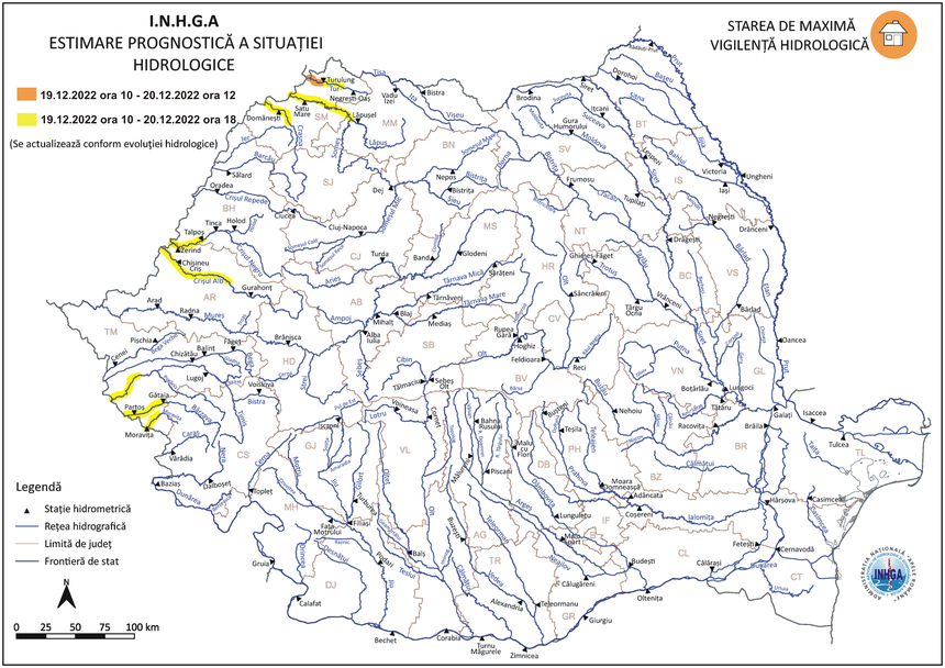 Hidrologii anunţă posibile depăşiri ale cotelor de apărare pe râuri din nord-vestul ţării 