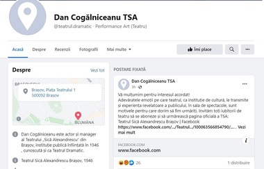 Dispută între conducerea Primăriei  Braşov şi managerul teatrului din oraş, după ce acesta din urmă a preluat pe numele său pagina de Facebook a instituţiei pe care o conduce
