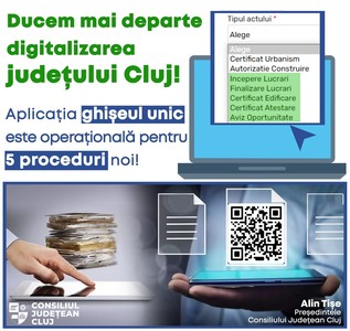 Consiliul Judeţean Cluj oferă cetăţenilor posibilitatea de a depune şi obţine online cinci noi tipuri de documente urbanistice

 