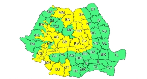 Cod galben de ninsori însemnate cantitativ şi viscol, în zona de munte, până vineri dimineaţă / Vânt puternic în Transilvania şi Oltenia